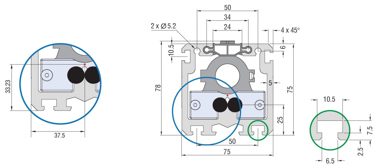 LES 4 Narrow Profile Ball Screw Slide Dimensions